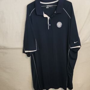Nike Men's Dark Blue Polo with White Accents